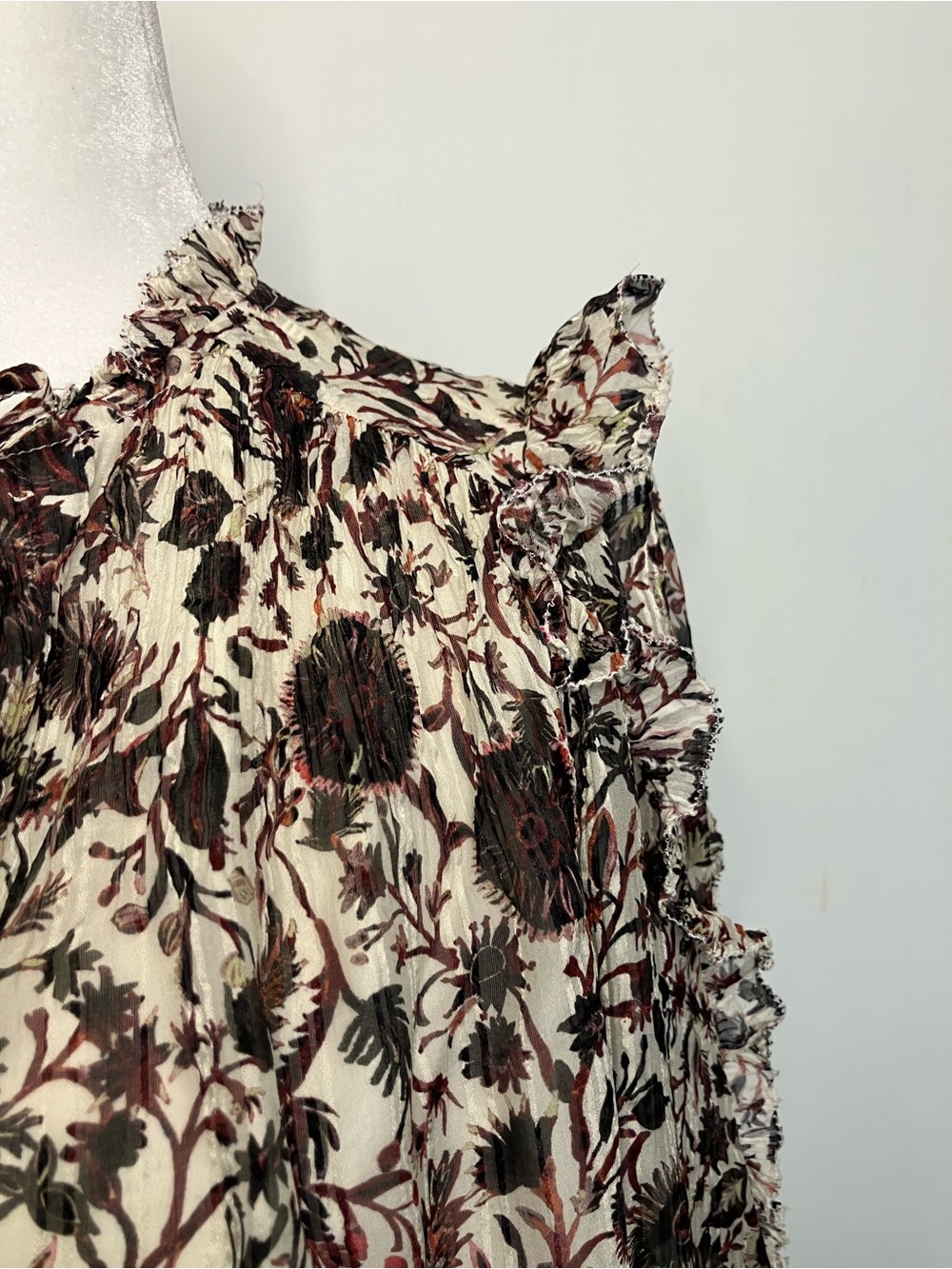 Marie Oliver Top Womens Small Silk Blend Sheer Puff Sleeve Blouse Thistle & Vine - Picture 8 of 13
